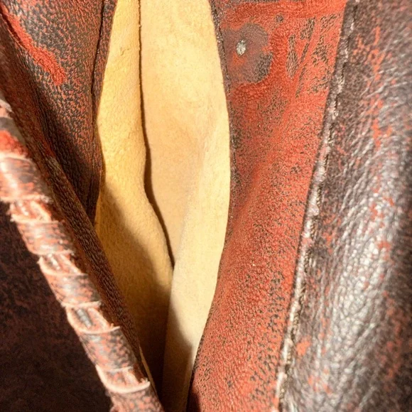 EUC 🔥 STUNNING! Tribe America Brown Leather Turquoise Suede Jacket $800 Ret - Picture 7 of 10